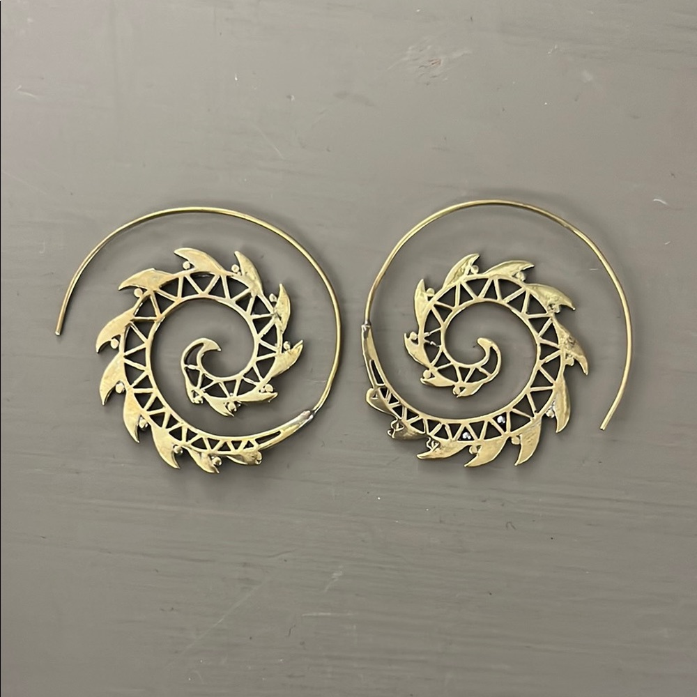 Gold Spiral Hoop Earrings